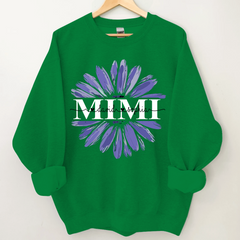 Lofaris Custom Mimi Purple Daisy Flower Grandma Sweatshirt