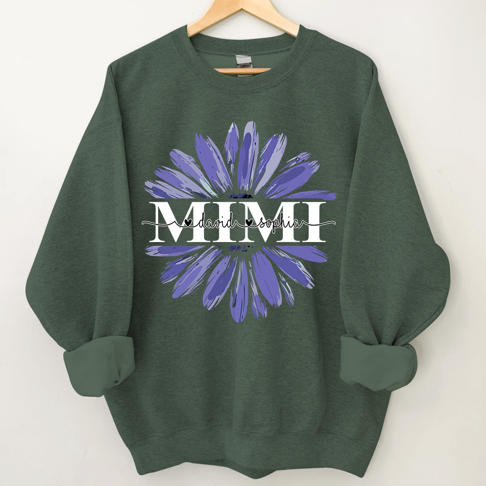 Lofaris Custom Mimi Purple Daisy Flower Grandma Sweatshirt