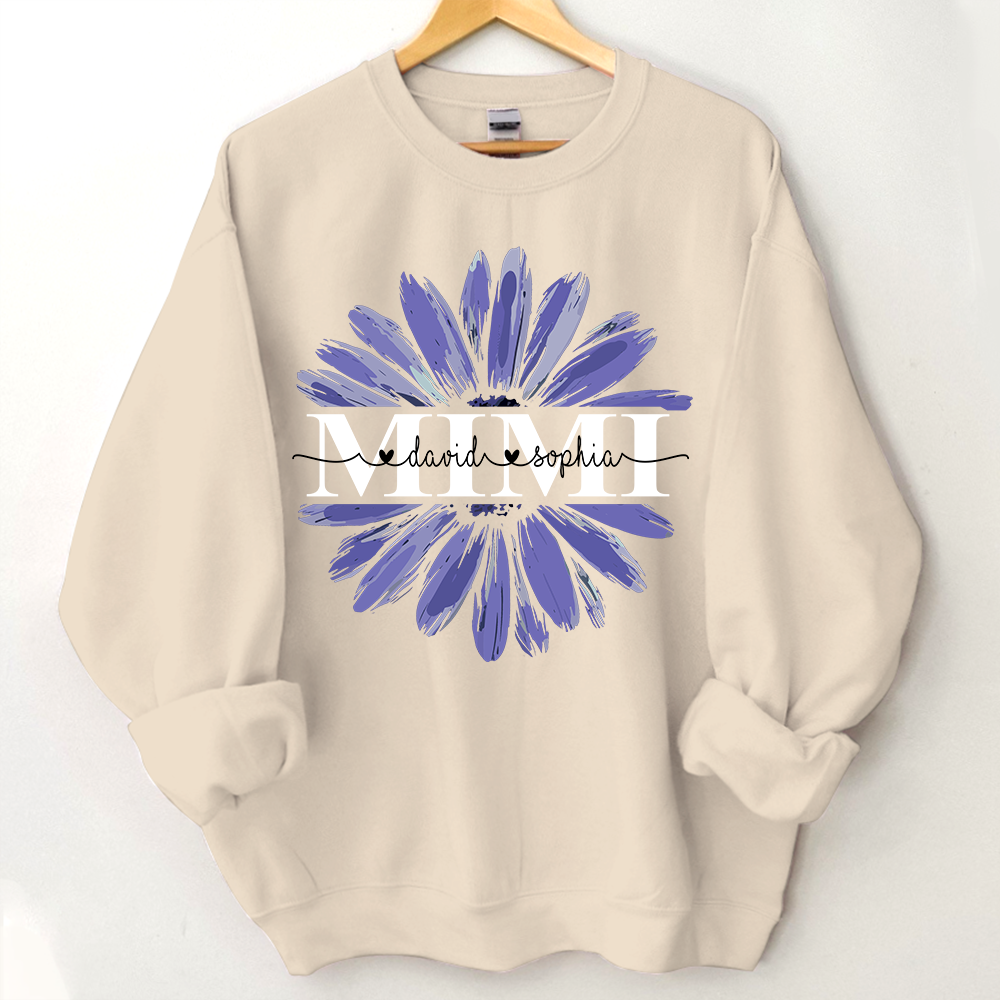 Lofaris Custom Mimi Purple Daisy Flower Grandma Sweatshirt