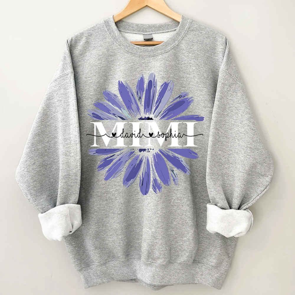 Lofaris Custom Mimi Purple Daisy Flower Grandma Sweatshirt