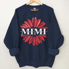 Lofaris Custom Mimi Red Daisy Flower Grandkids Sweatshirt