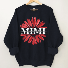 Lofaris Custom Mimi Red Daisy Flower Grandkids Sweatshirt