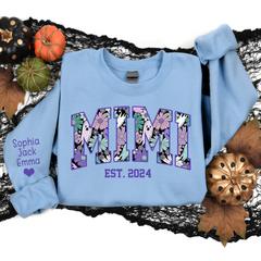 Lofaris Custom Mimi Spooky Flower And Grandkids Sweatshirt