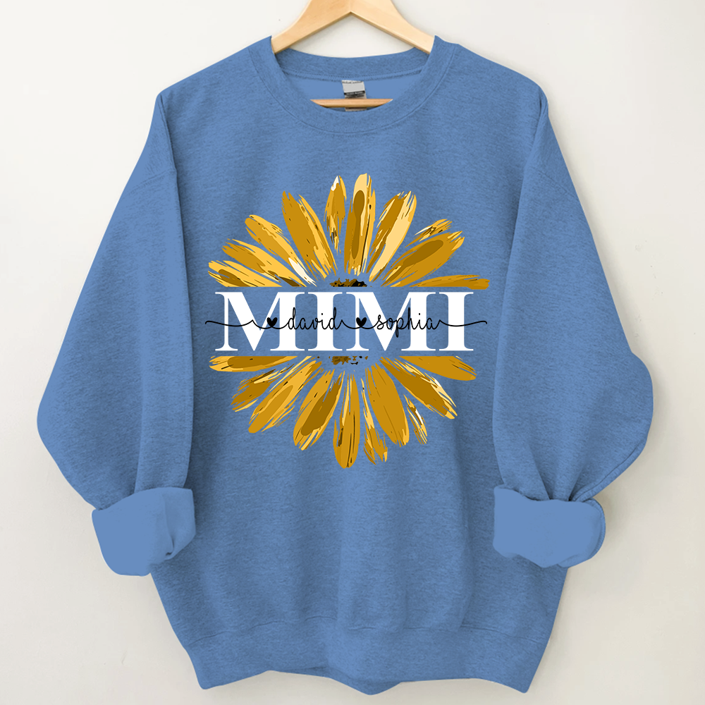 Lofaris Custom Mimi Yellow Daisy Flower Grandkid Sweatshirt