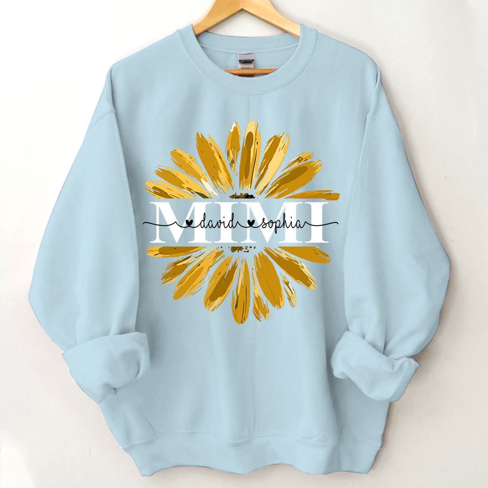 Lofaris Custom Mimi Yellow Daisy Flower Grandkid Sweatshirt