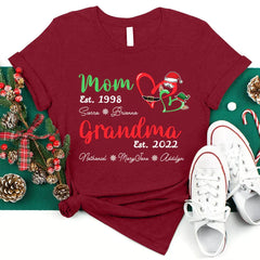 Lofaris Custom Mom And Grandma Year Heart Christmas T-Shirt