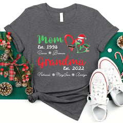 Lofaris Custom Mom And Grandma Year Heart Christmas T-Shirt