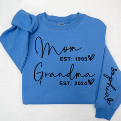Lofaris Custom Mom Grandma Est With Kids Name Sweatshirt