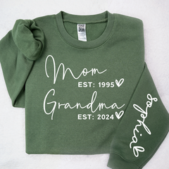 Lofaris Custom Mom Grandma Est With Kids Name Sweatshirt