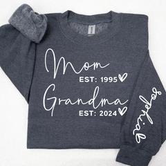Lofaris Custom Mom Grandma Est With Kids Name Sweatshirt