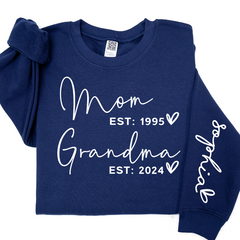 Lofaris Custom Mom Grandma Est With Kids Name Sweatshirt