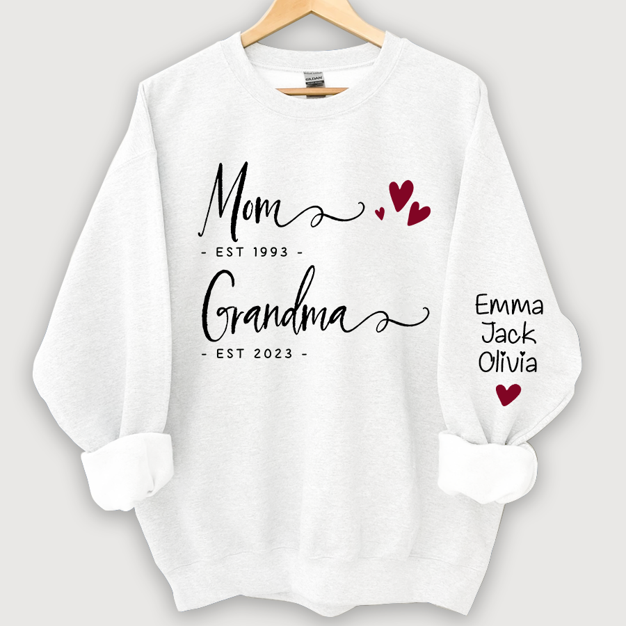 Lofaris Mom Est Grandma And Grandkids Sweatshirt