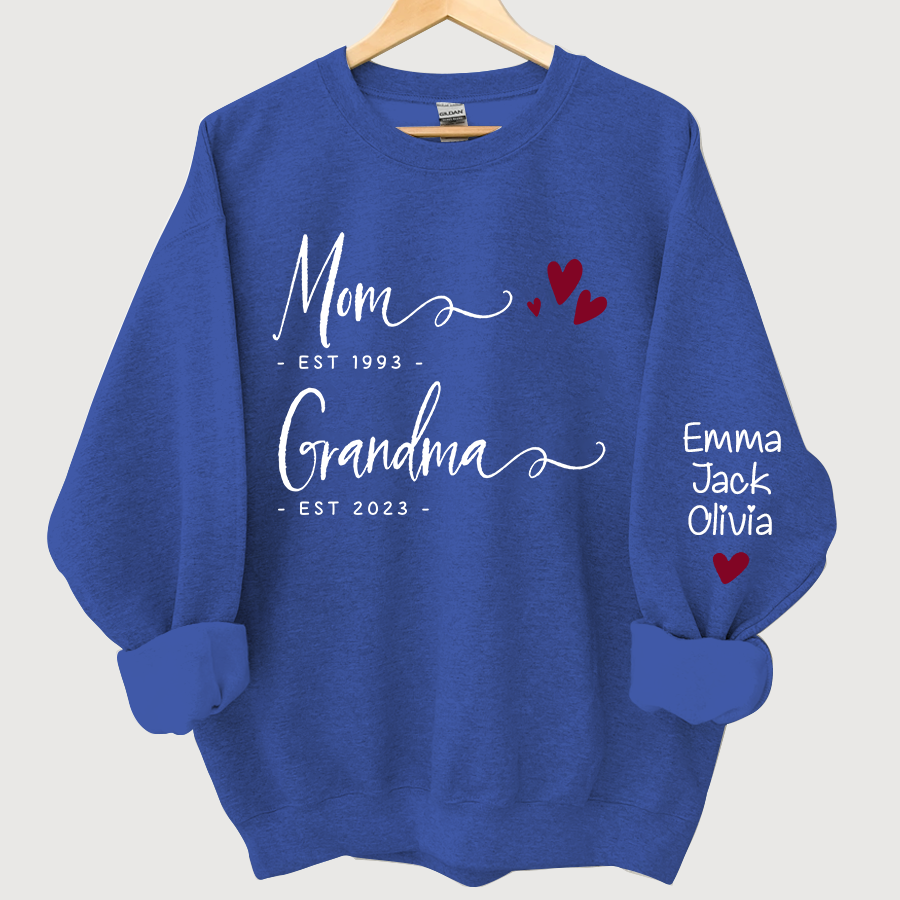 Lofaris Mom Est Grandma And Grandkids Sweatshirt