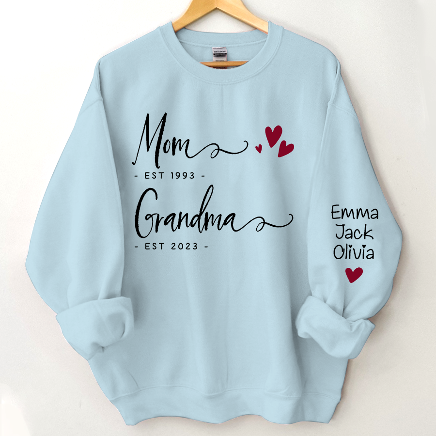Lofaris Mom Est Grandma And Grandkids Sweatshirt