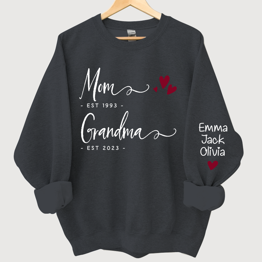 Lofaris Mom Est Grandma And Grandkids Sweatshirt