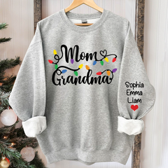 Lofaris Custom Mom Grandma Light Christmas Kids Sweatshirt