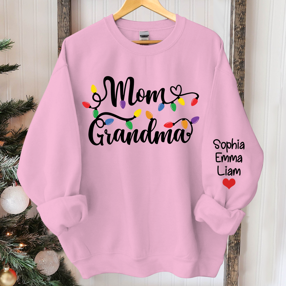 Lofaris Custom Mom Grandma Light Christmas Kids Sweatshirt