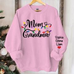 Lofaris Custom Mom Grandma Light Christmas Kids Sweatshirt