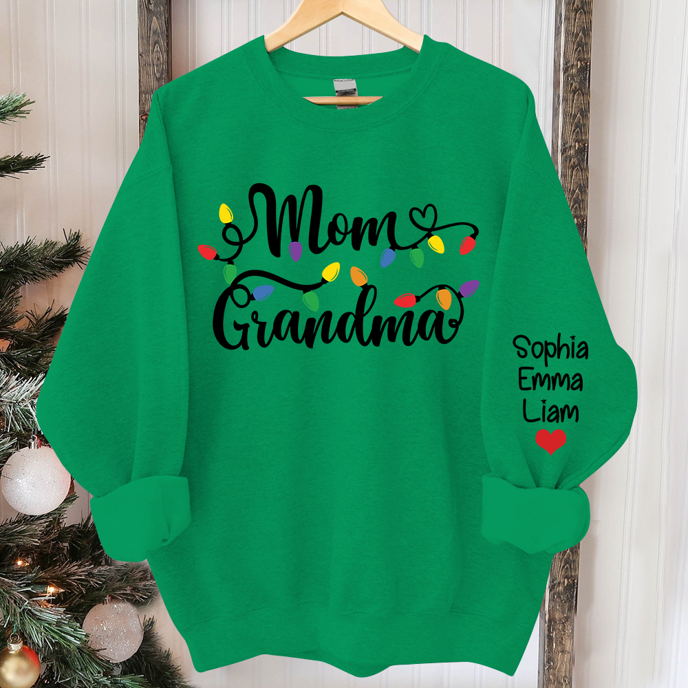 Lofaris Custom Mom Grandma Light Christmas Kids Sweatshirt