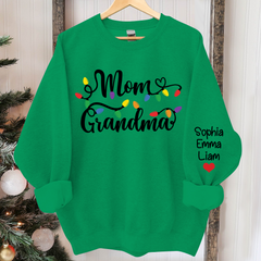 Lofaris Custom Mom Grandma Light Christmas Kids Sweatshirt