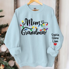 Lofaris Custom Mom Grandma Light Christmas Kids Sweatshirt