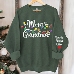 Lofaris Custom Mom Grandma Light Christmas Kids Sweatshirt