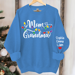 Lofaris Custom Mom Grandma Light Christmas Kids Sweatshirt