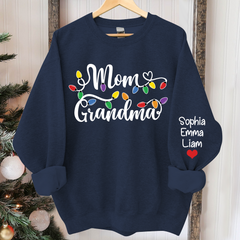 Lofaris Custom Mom Grandma Light Christmas Kids Sweatshirt