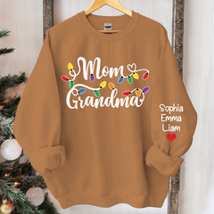 Lofaris Custom Mom Grandma Light Christmas Kids Sweatshirt