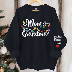 Lofaris Custom Mom Grandma Light Christmas Kids Sweatshirt