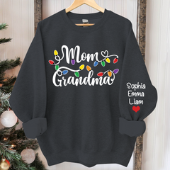 Lofaris Custom Mom Grandma Light Christmas Kids Sweatshirt