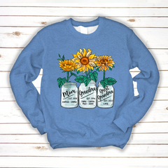 Lofaris Custom Mom Grandma Sunflowers Glass Jar Sweatshirt