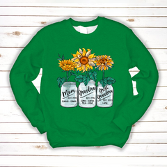 Lofaris Custom Mom Grandma Sunflowers Glass Jar Sweatshirt