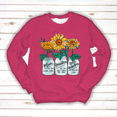 Lofaris Custom Mom Grandma Sunflowers Glass Jar Sweatshirt