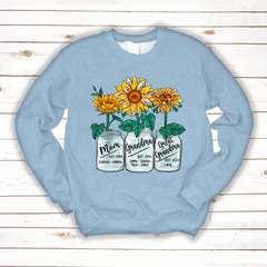 Lofaris Custom Mom Grandma Sunflowers Glass Jar Sweatshirt