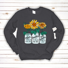 Lofaris Custom Mom Grandma Sunflowers Glass Jar Sweatshirt