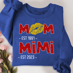 Lofaris Custom Mom Mimi Est Lip Print Glitter Sweatshirt