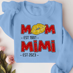 Lofaris Custom Mom Mimi Est Lip Print Glitter Sweatshirt