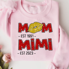 Lofaris Custom Mom Mimi Est Lip Print Glitter Sweatshirt