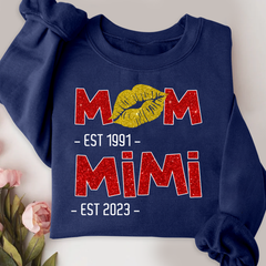 Lofaris Custom Mom Mimi Est Lip Print Glitter Sweatshirt