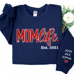 Lofaris Giltter Mom Life,Sleeve Print Gift For And Kids Sweatshirt