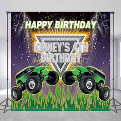 Lofaris Custom Monster Truck Racing 4th Birthday Backdrop