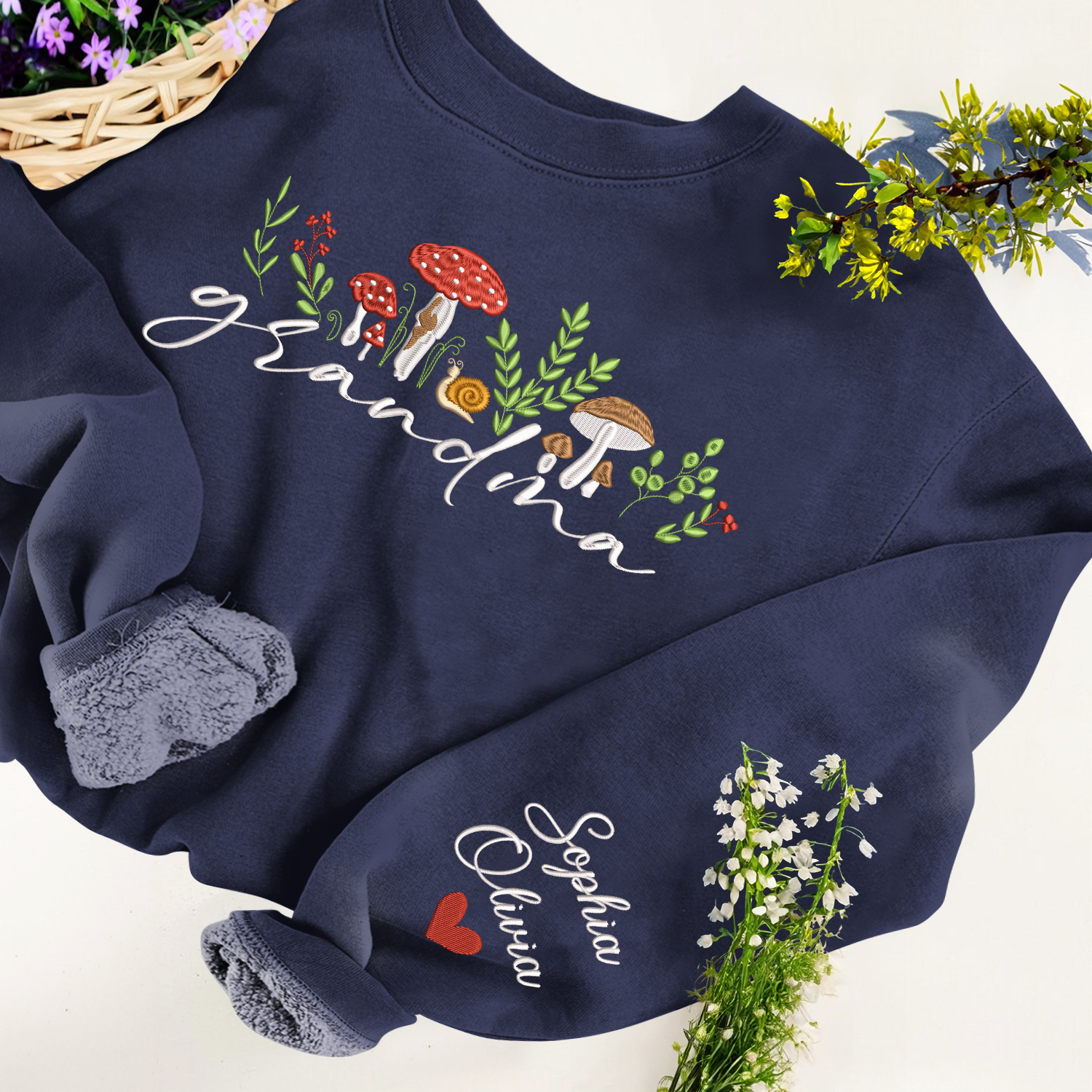 Lofaris Custom Mushrooms Grandma And Kids Name Sweatshirt