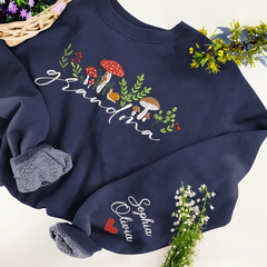 Lofaris Custom Mushrooms Grandma And Kids Name Sweatshirt