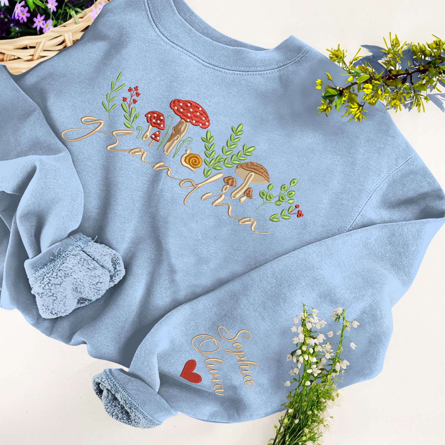 Lofaris Custom Mushrooms Grandma And Kids Name Sweatshirt
