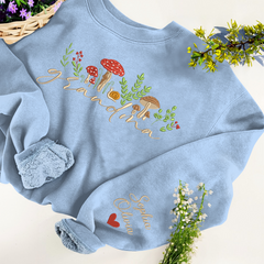 Lofaris Custom Mushrooms Grandma And Kids Name Sweatshirt