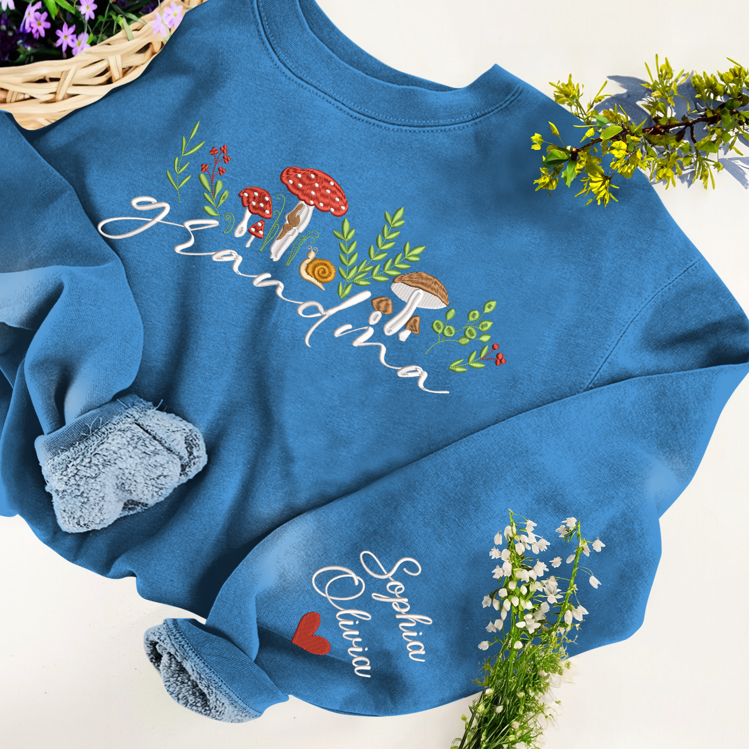 Lofaris Custom Mushrooms Grandma And Kids Name Sweatshirt