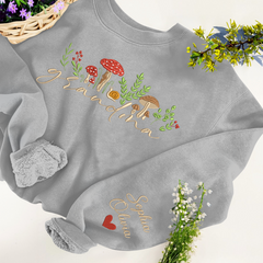 Lofaris Custom Mushrooms Grandma And Kids Name Sweatshirt