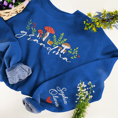 Lofaris Custom Mushrooms Grandma And Kids Name Sweatshirt