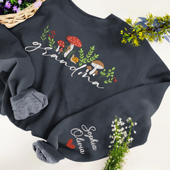 Lofaris Custom Mushrooms Grandma And Kids Name Sweatshirt